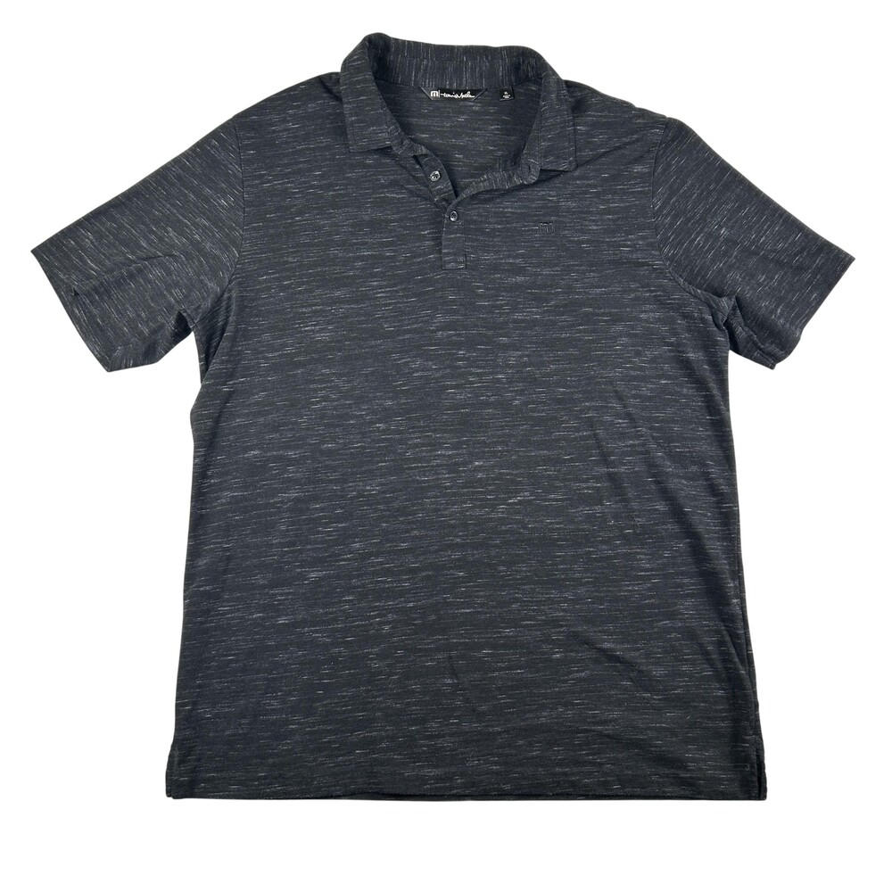 TravisMathew Polo Shirt Mens XL Gray Marled Knit Short Sleeve Golf Peru